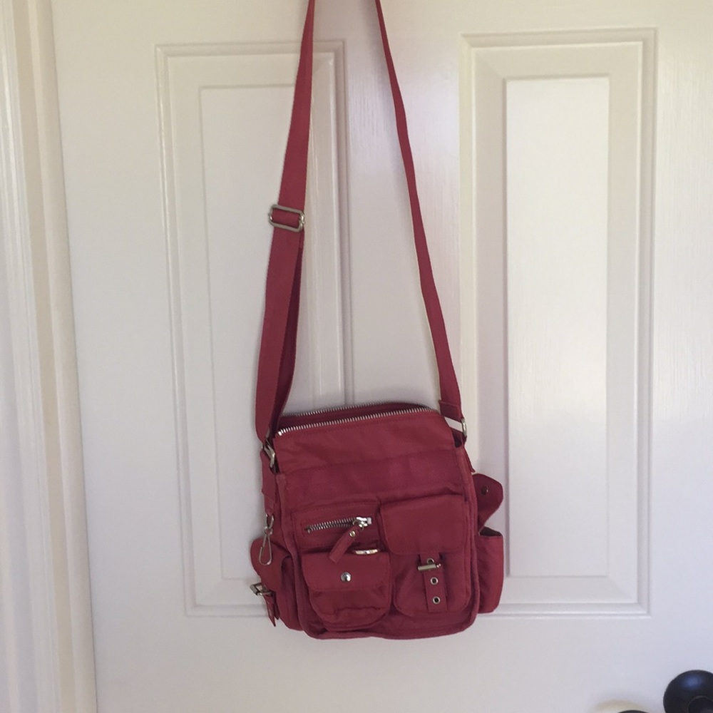 Dusty rose nylon crossbody bag
